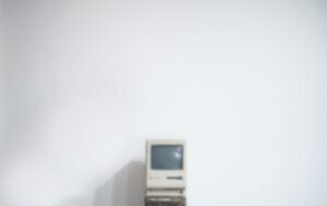 White 90's computer on white background