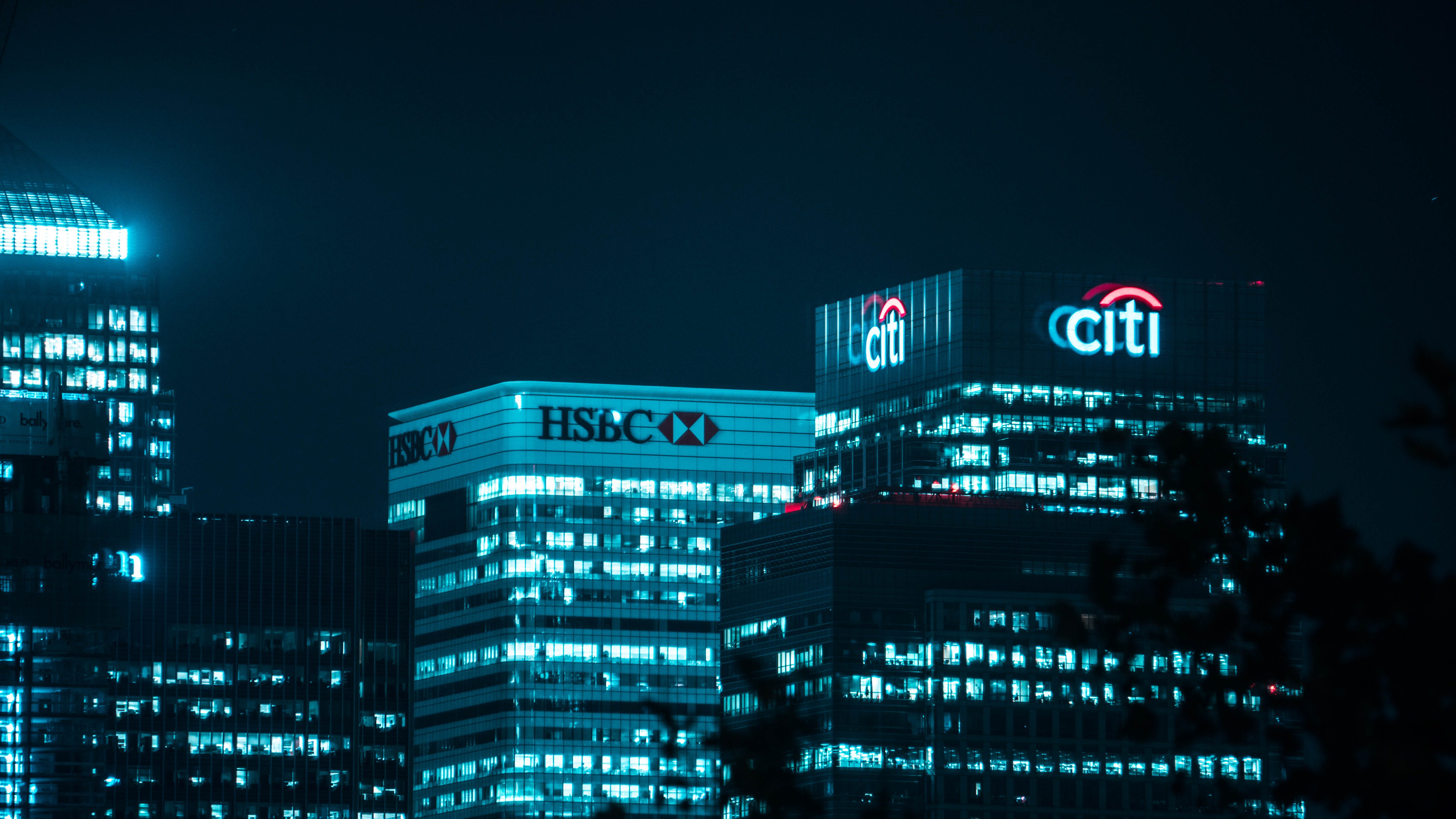 Finance buildings with dark background