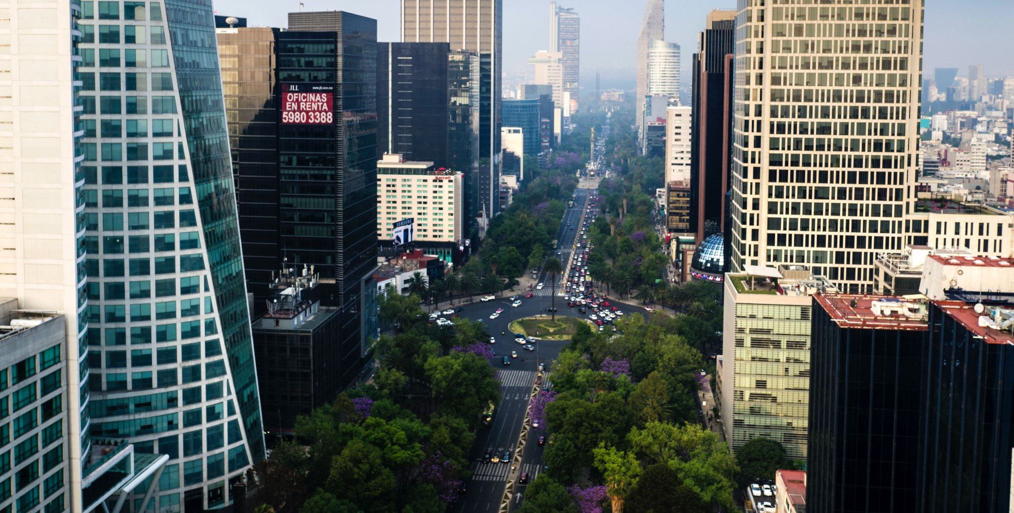 Aerial shot of Reforma Avenue in Mexico City
