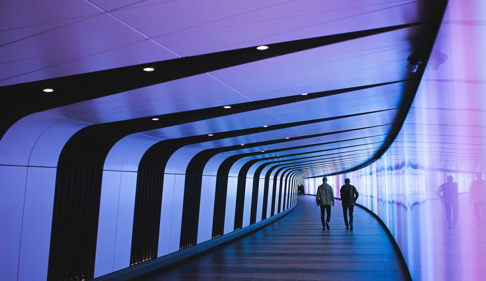tunnel with blue lights